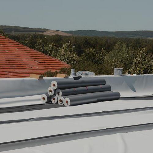 rolls of PVC roofing material