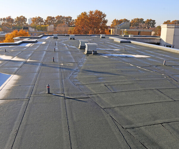 aerial view of a built-up roofing system