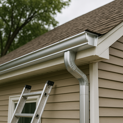 a home with aluminum gutters
