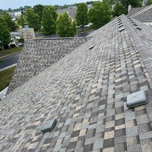 closeup of a shingle roof
