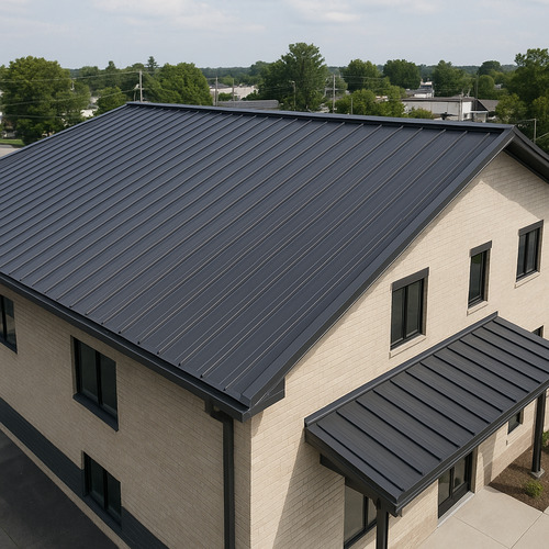 aerial view of a standing seam metal roof