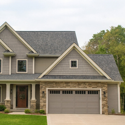 a home with a synthetic tile roof